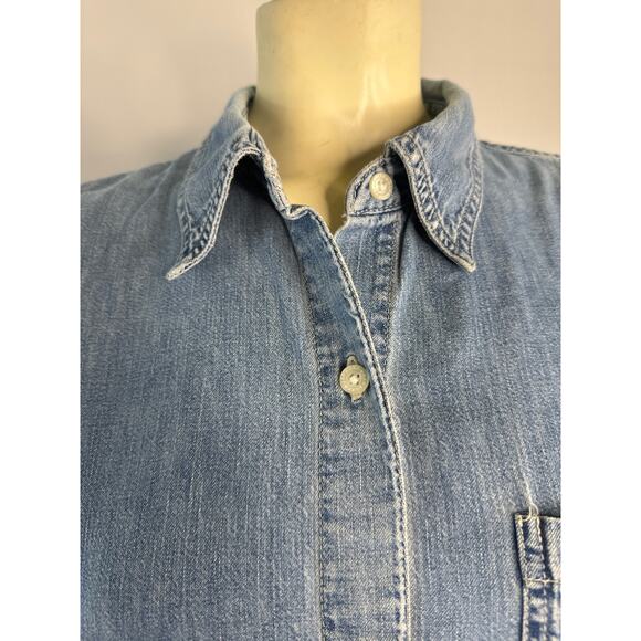 Vintage Y2K Gap Denim button down blue shirt ladies size large - Picture 3 of 13